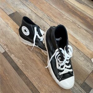 Converse Black and White Leather High-Tops